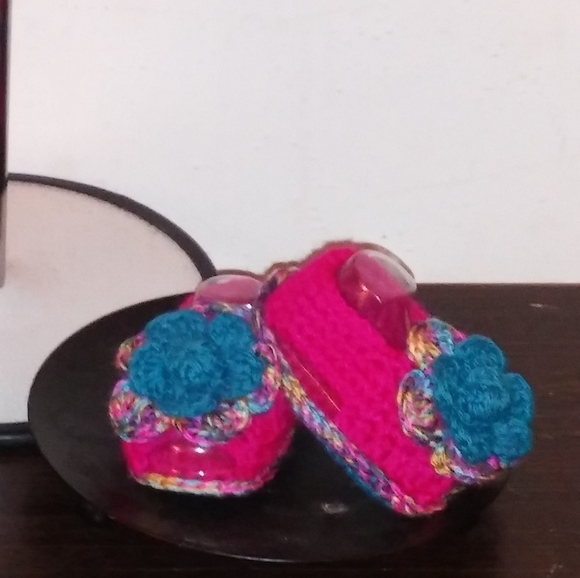 5pc Fuchsia & Teal Blue Dress, Shrug Set..sz 3-6mths.. KrEaTiVe KrOcHeTs By TW! - Picture 2 of 3